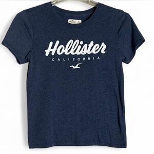 Hollister Co. Y2K Navy and White Women’s Cotton Tee Size XS